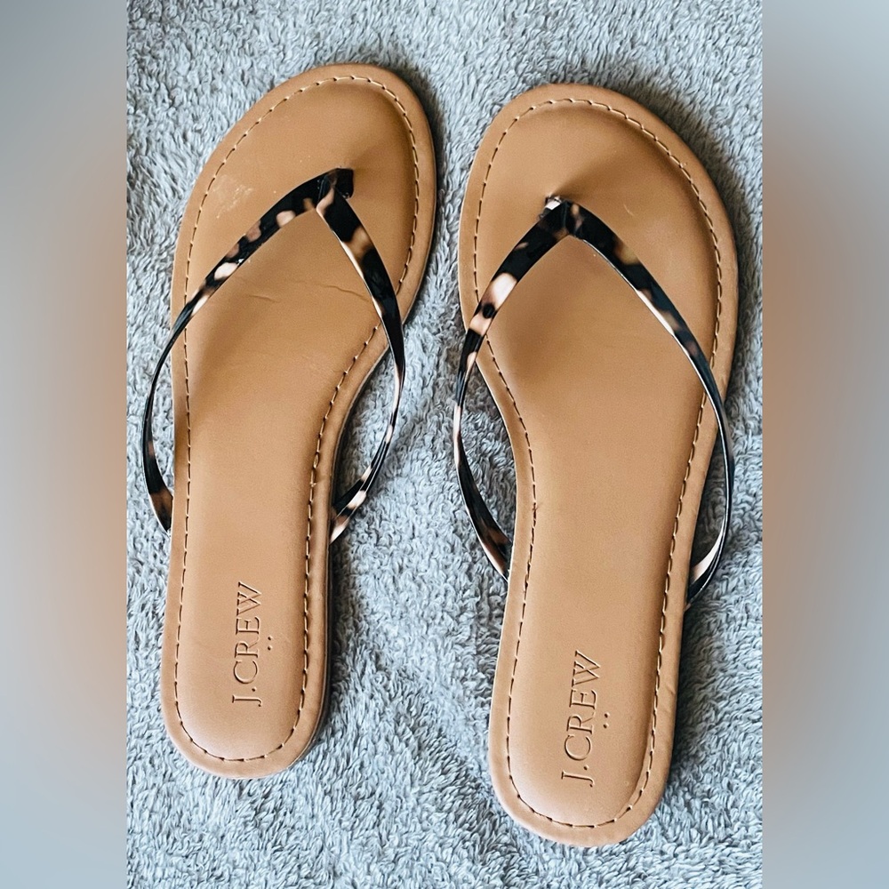 J. Crew tan sandals with tortoiseshell straps size 7